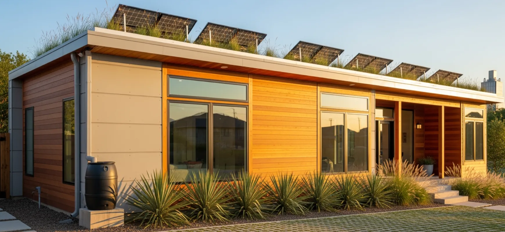 Modern sustainable ADU design with solar panels in Dallas TX